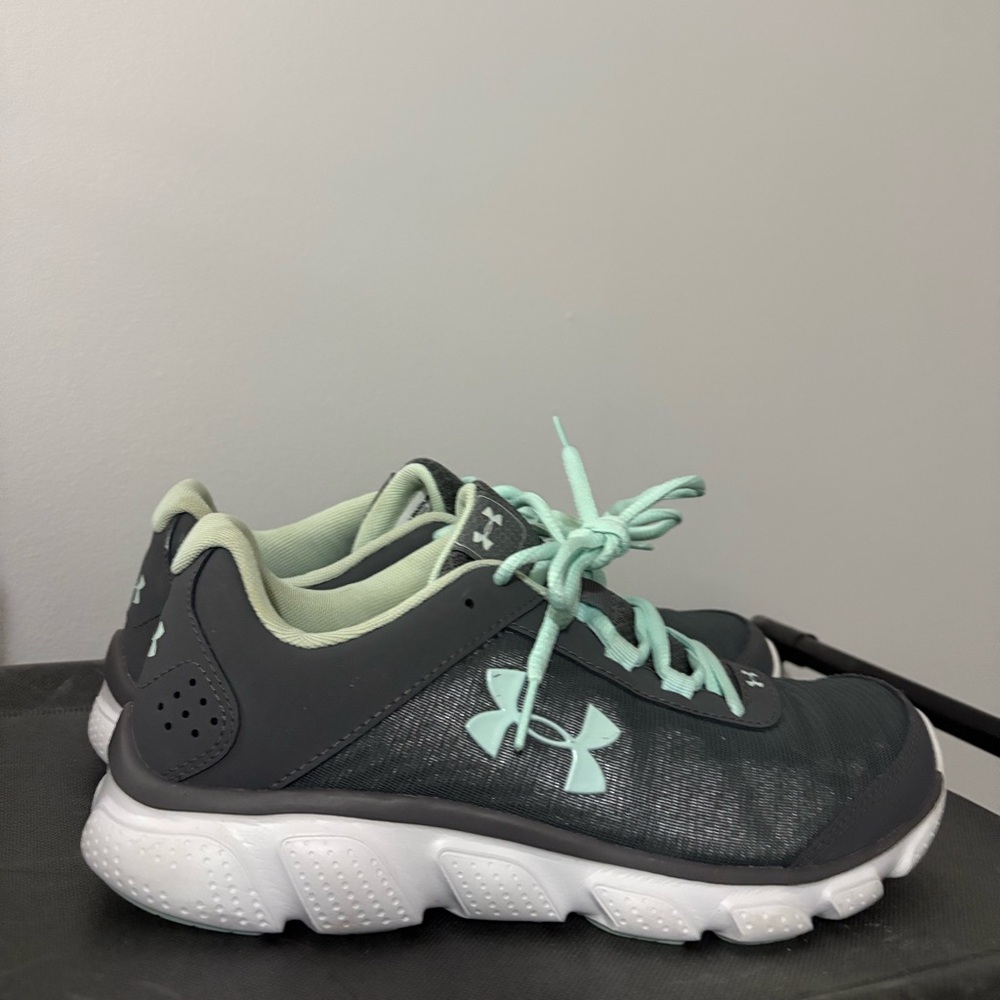 Under Armour Kids' Charcoal and Mint Sneakers